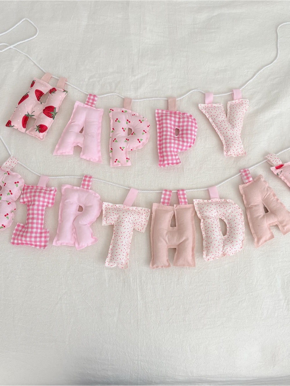 Pink Fabric 'Happy Birthday' Banner Garland